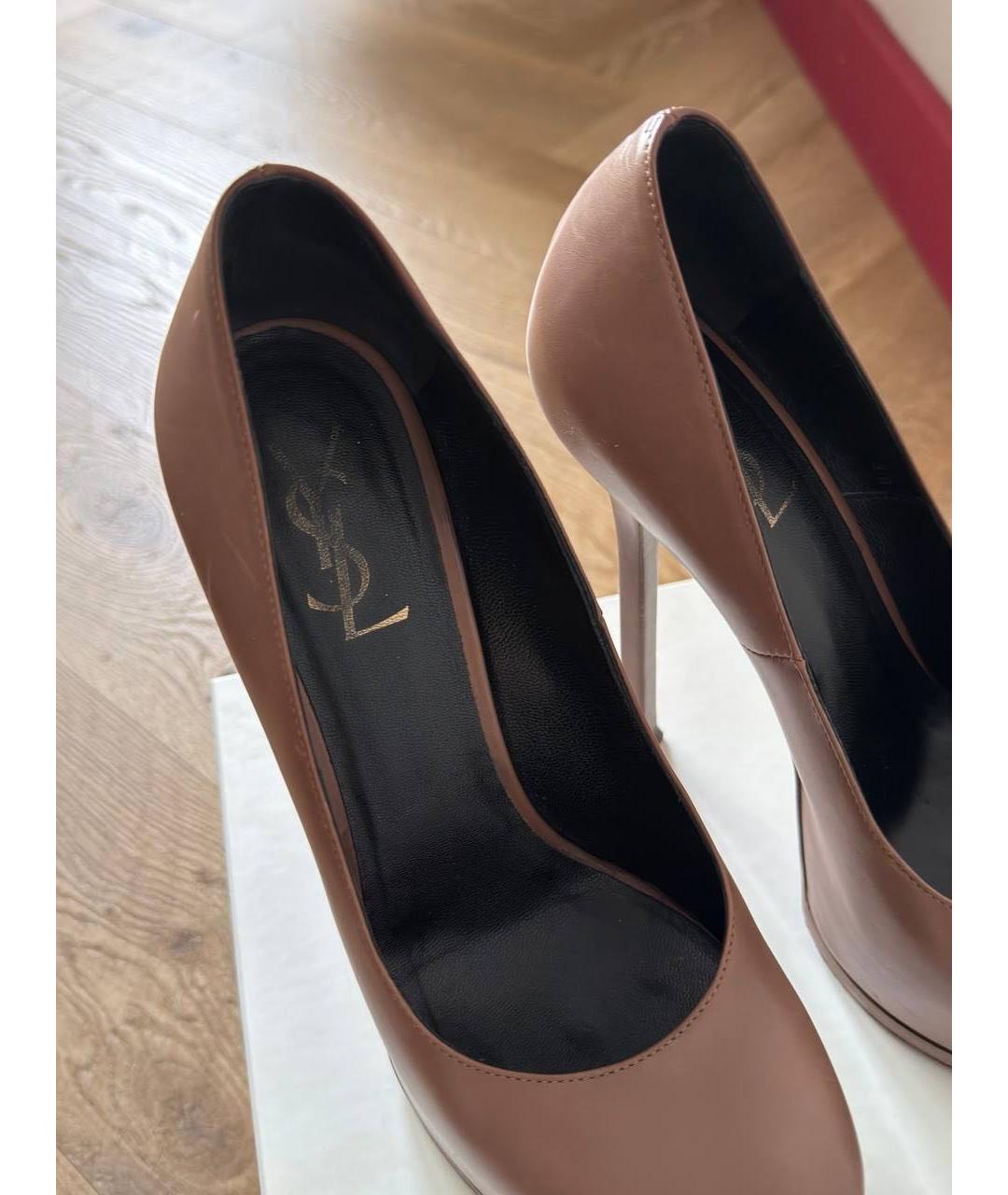 SAINT LAURENT Бежевые кожаные туфли, фото 3