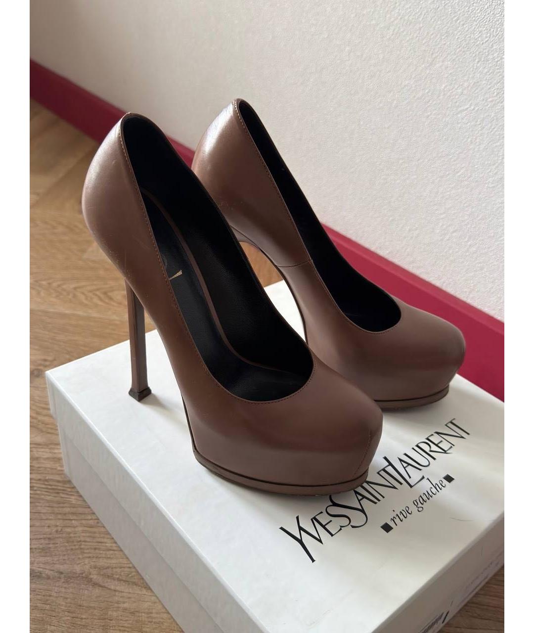 SAINT LAURENT Бежевые кожаные туфли, фото 2