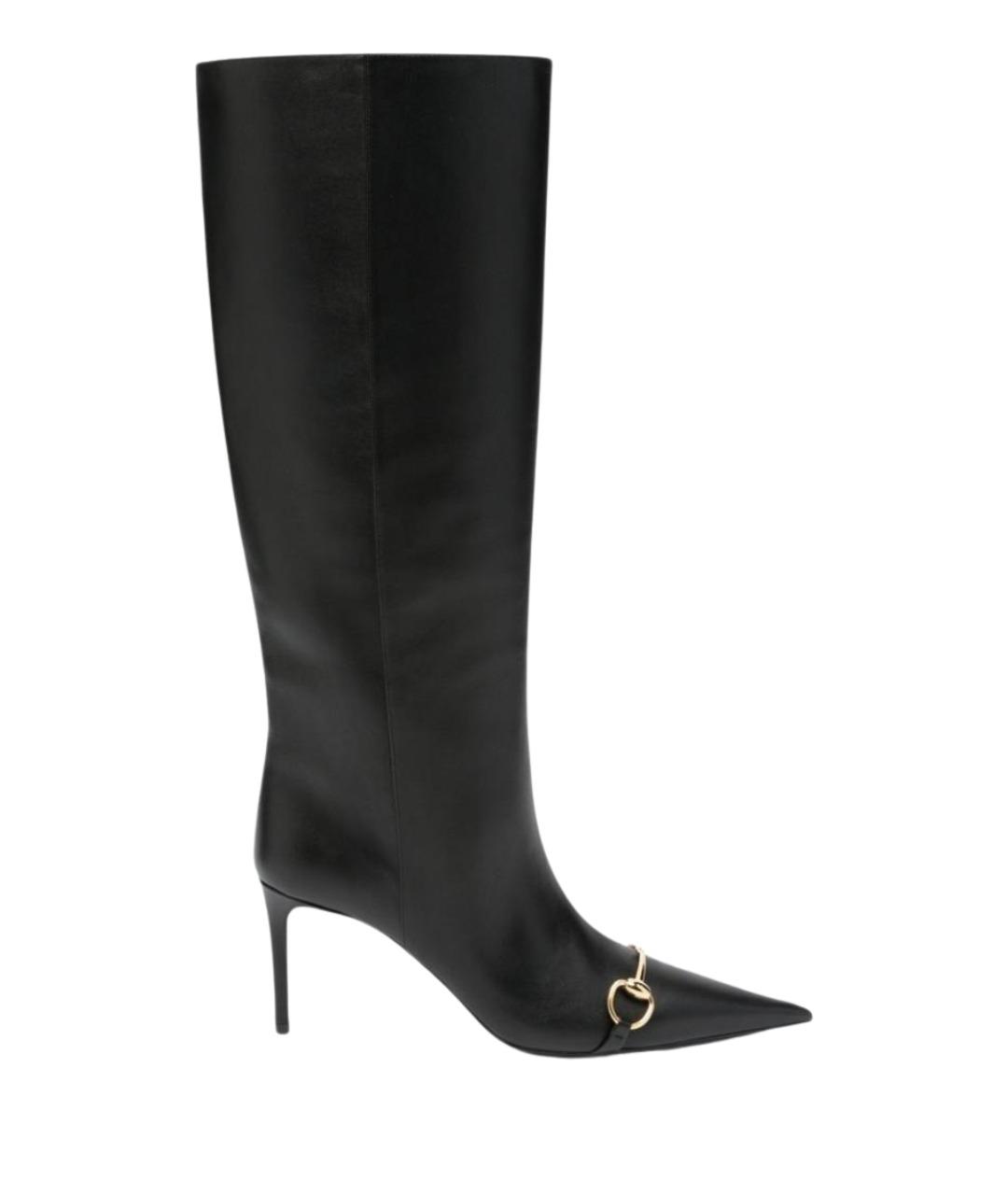 GUCCI Черные кожаные сапоги, фото 1