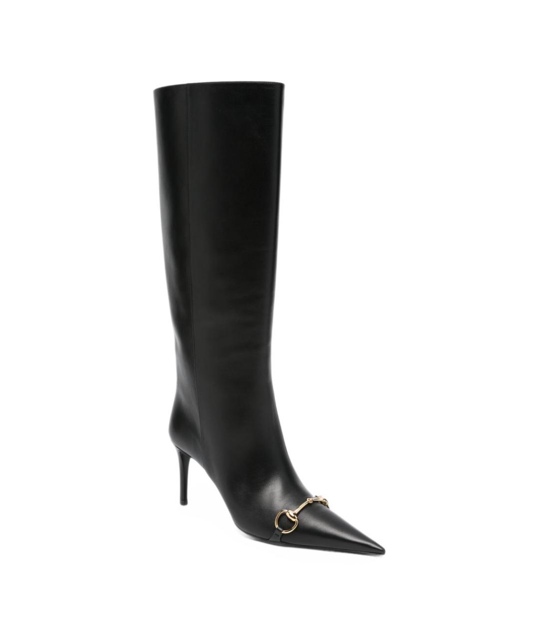GUCCI Черные кожаные сапоги, фото 2