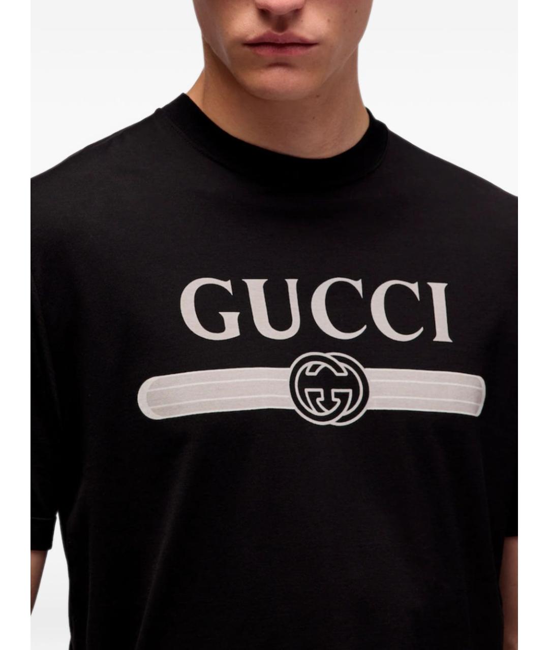 GUCCI Черная хлопковая футболка, фото 3
