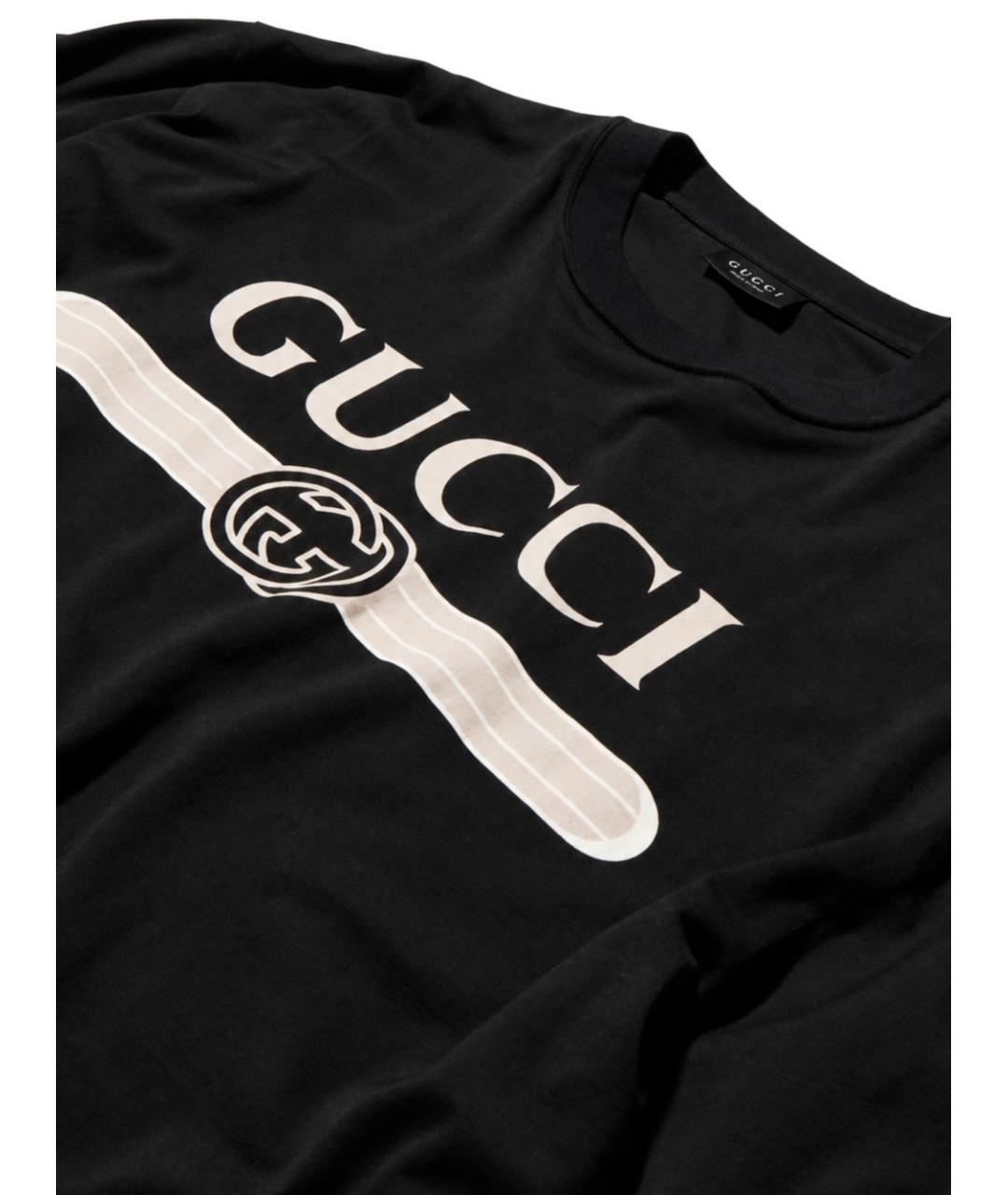 GUCCI Черная хлопковая футболка, фото 4