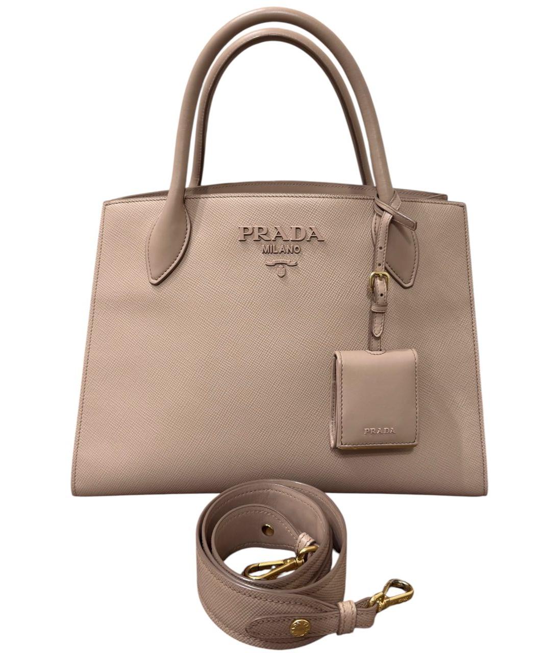 PRADA Бежевая кожаная сумка тоут, фото 9