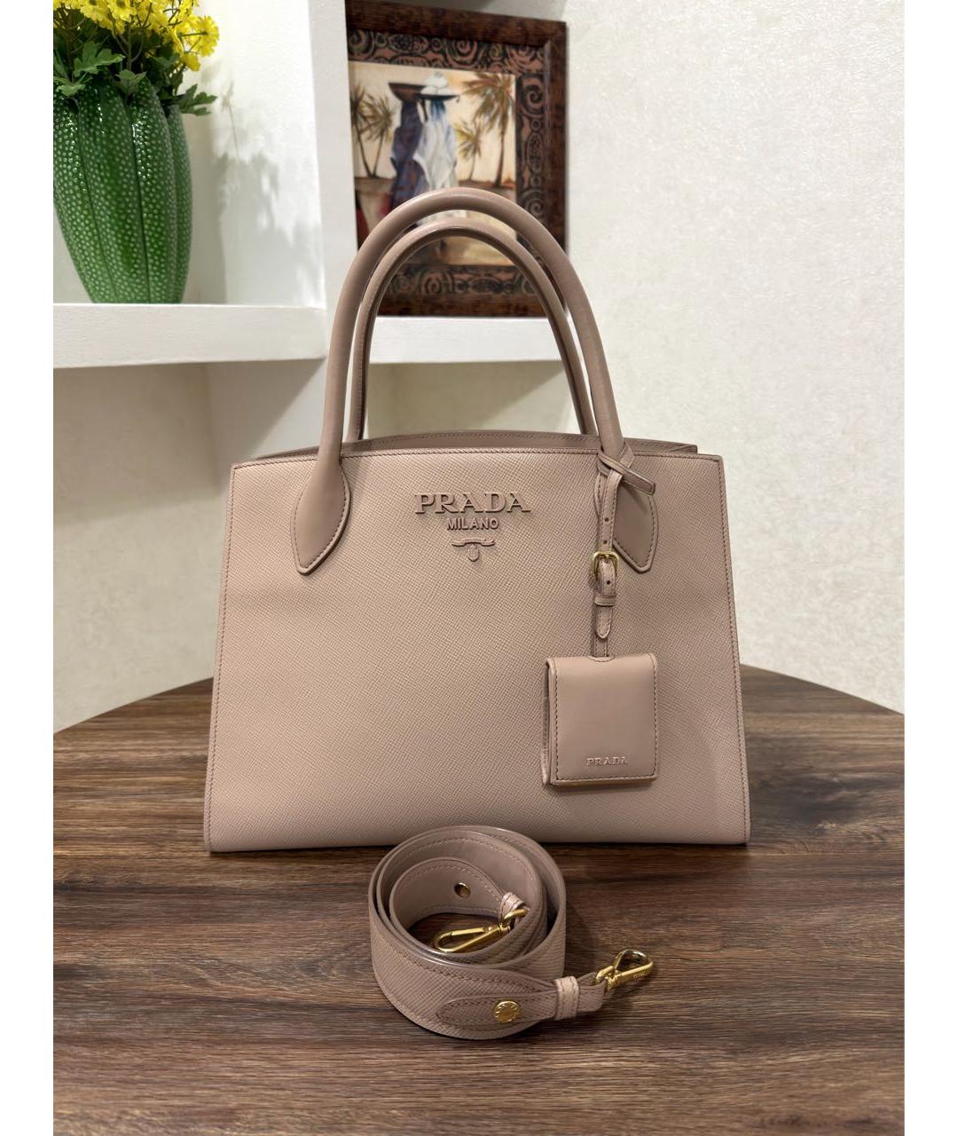 PRADA Бежевая кожаная сумка тоут, фото 3