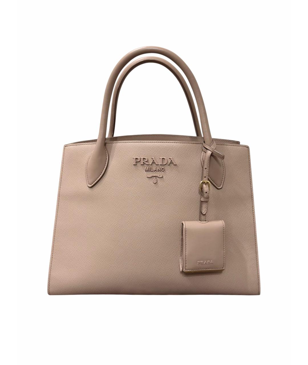 PRADA Бежевая кожаная сумка тоут, фото 1