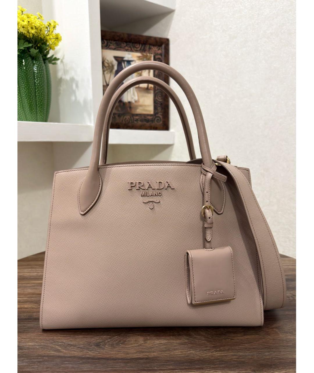 PRADA Бежевая кожаная сумка тоут, фото 2