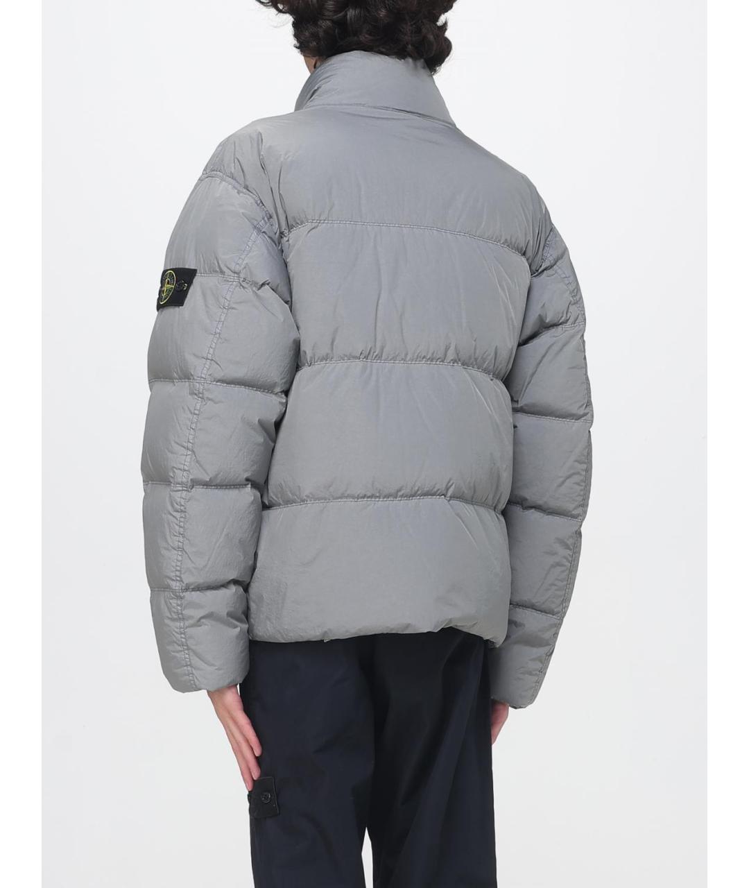 STONE ISLAND Серый полиамидовый пуховик, фото 4