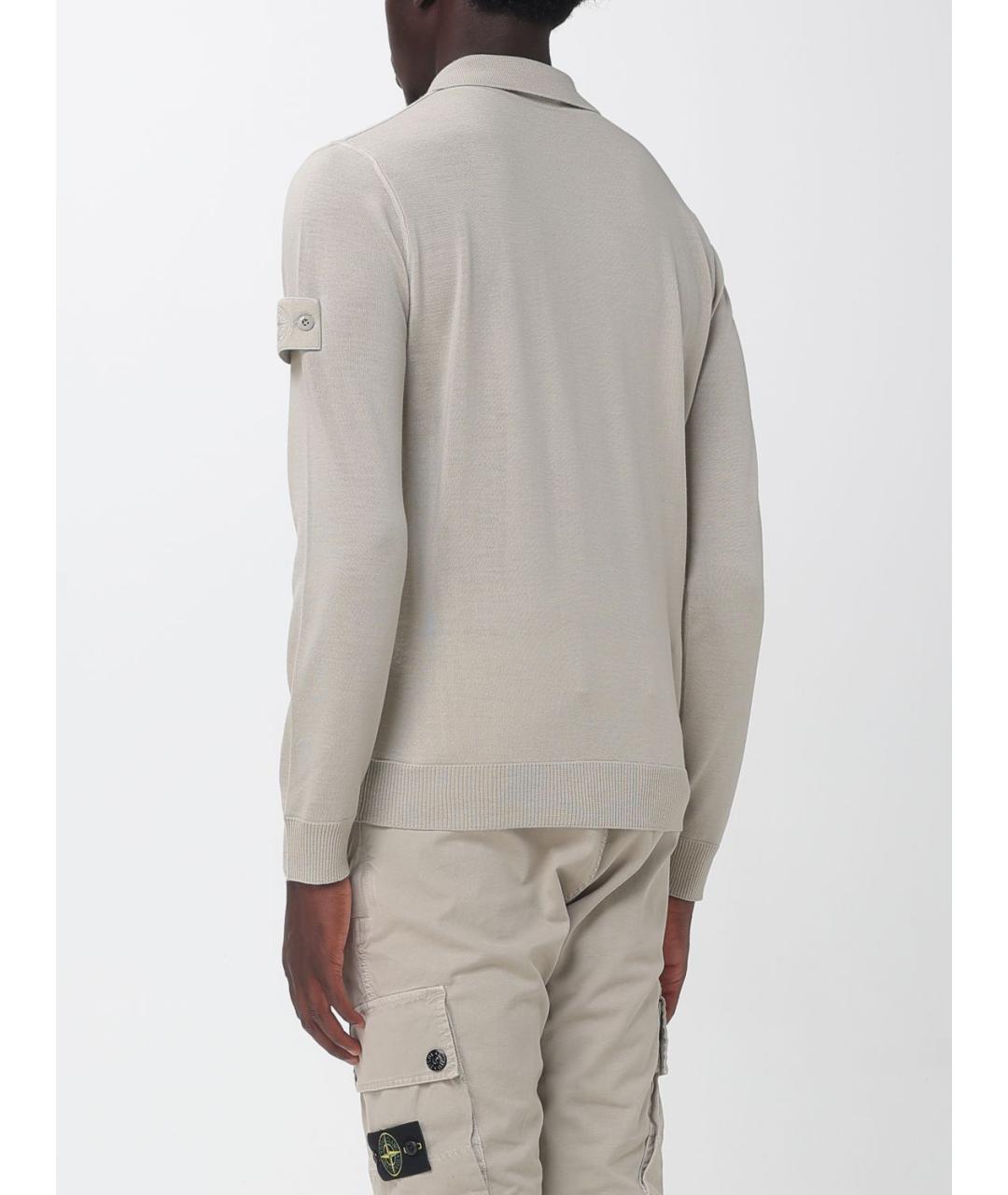 STONE ISLAND Бежевое шерстяное поло с длинным рукавом, фото 3