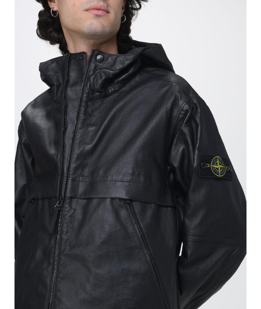 STONE ISLAND Черная кожаная куртка, фото 6