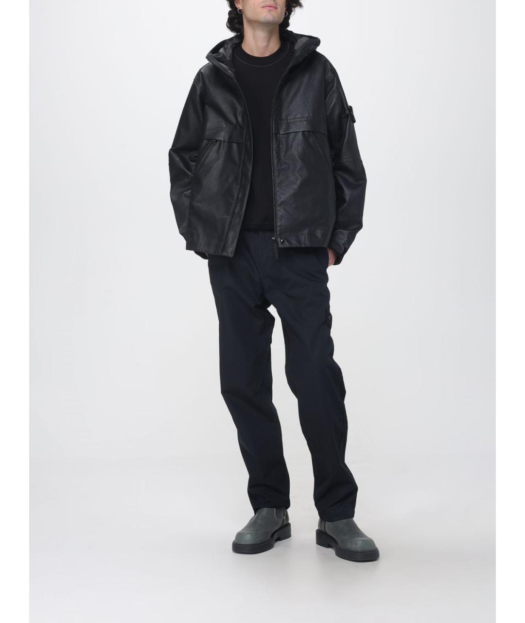 STONE ISLAND Черная кожаная куртка, фото 3