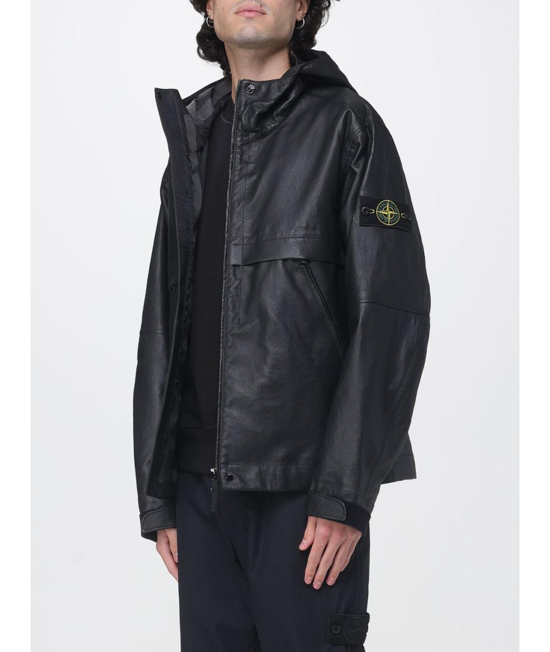 STONE ISLAND Черная кожаная куртка, фото 5