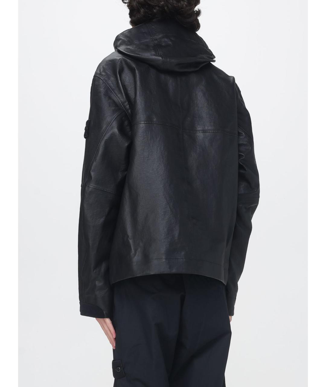 STONE ISLAND Черная кожаная куртка, фото 4