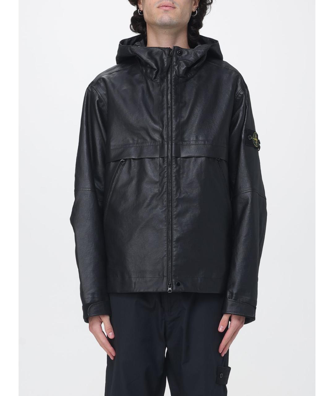 STONE ISLAND Черная кожаная куртка, фото 2