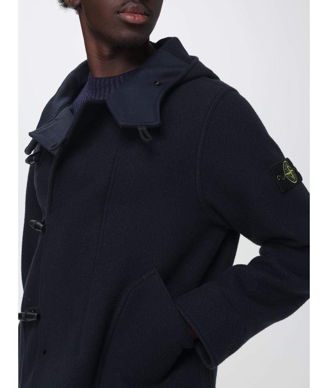 STONE ISLAND Темно-синее шерстяное пальто, фото 6