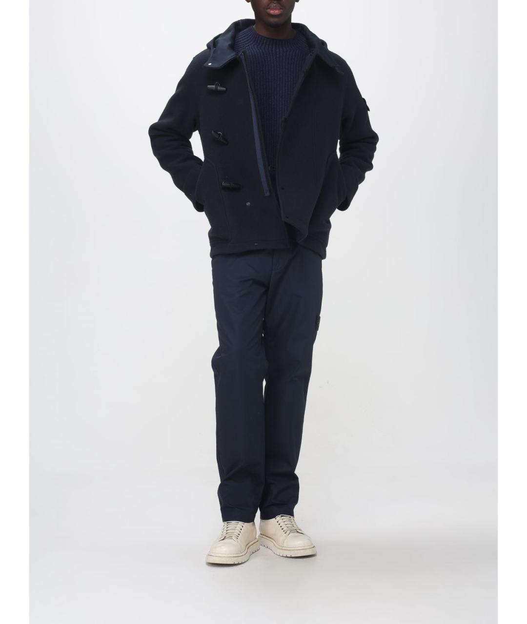 STONE ISLAND Темно-синее шерстяное пальто, фото 3