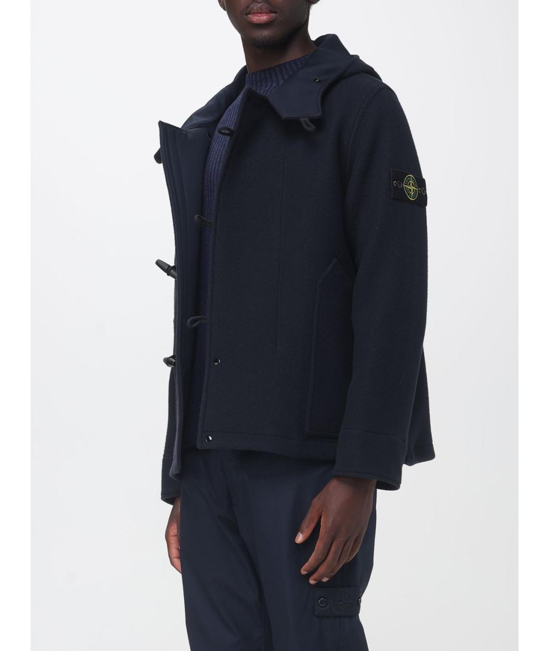 STONE ISLAND Темно-синее шерстяное пальто, фото 5
