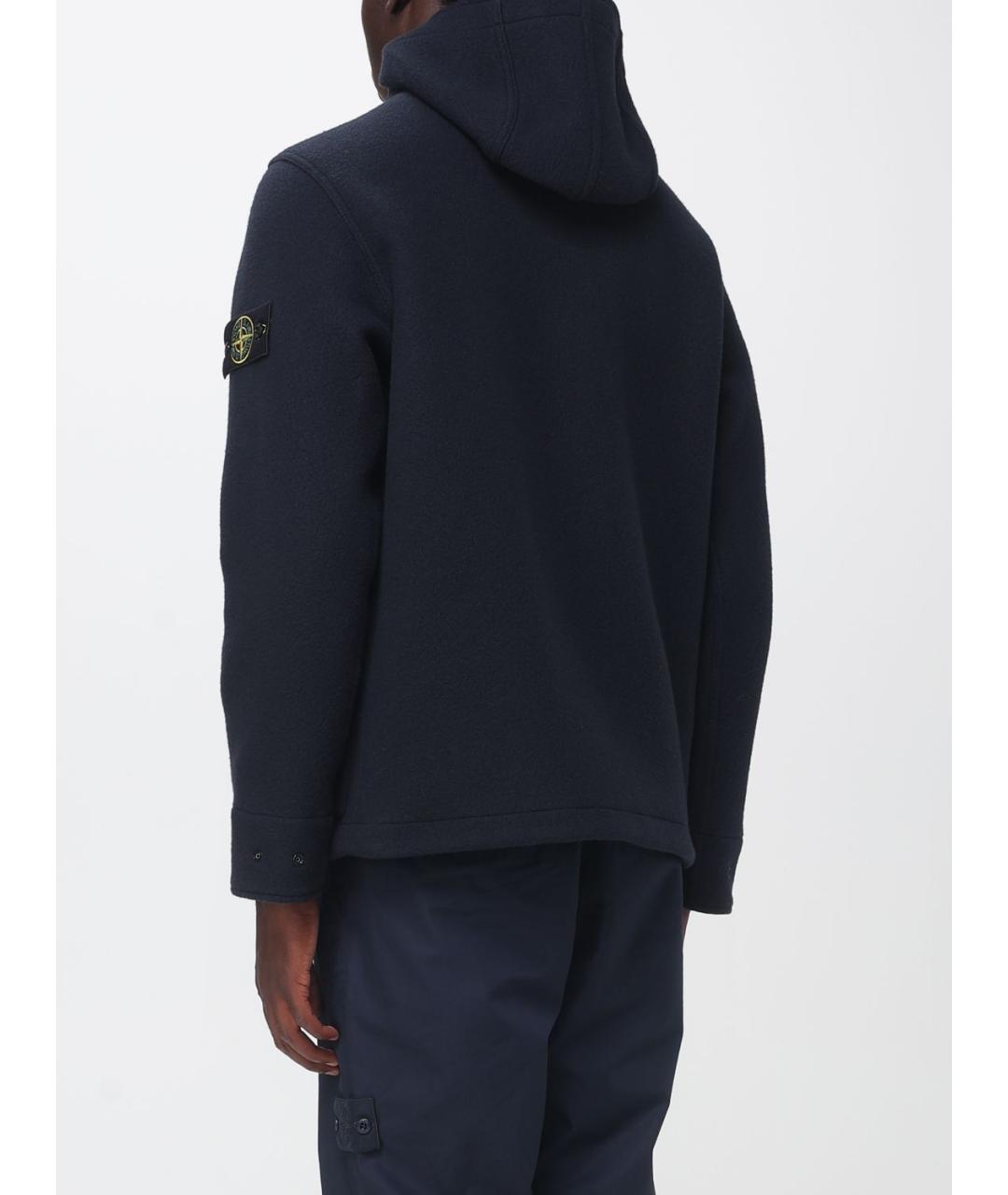 STONE ISLAND Темно-синее шерстяное пальто, фото 4