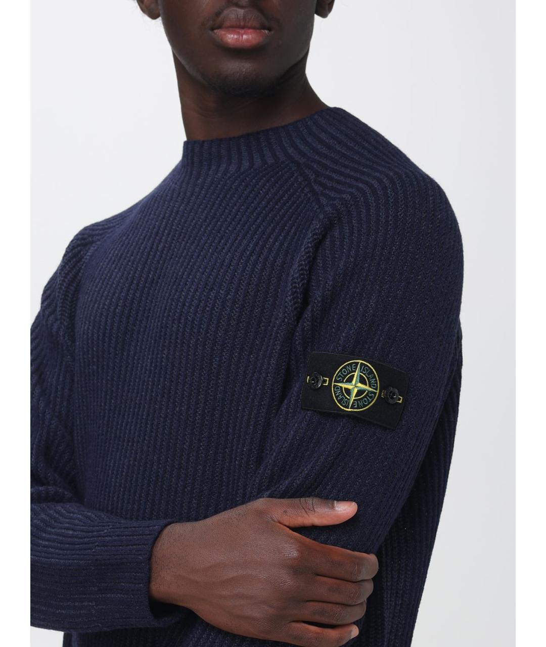 STONE ISLAND Темно-синий кашемировый джемпер / свитер, фото 4