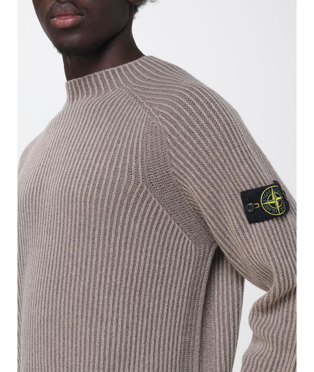 STONE ISLAND Бежевый кашемировый джемпер / свитер, фото 4