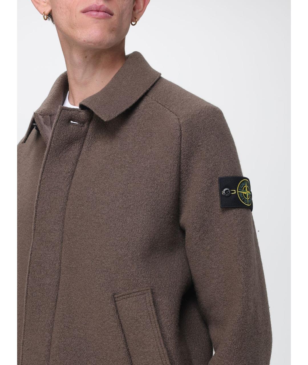 STONE ISLAND Коричневая шерстяная куртка, фото 4