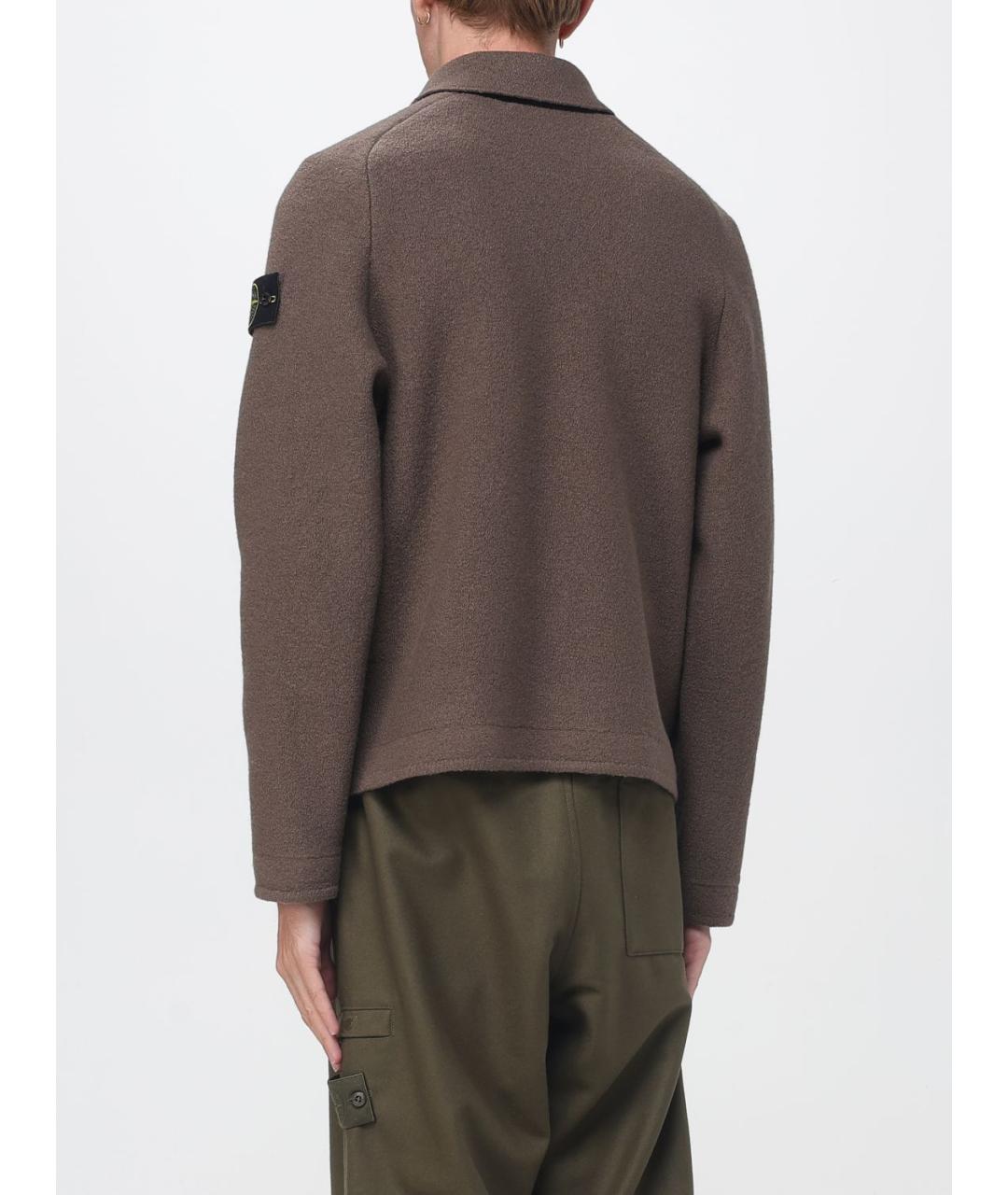 STONE ISLAND Коричневая шерстяная куртка, фото 2