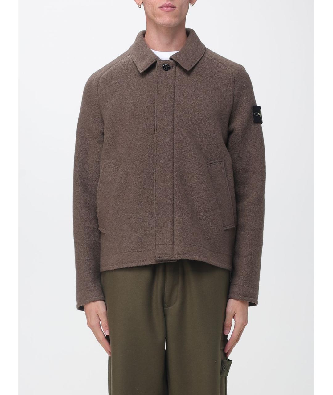 STONE ISLAND Коричневая шерстяная куртка, фото 5