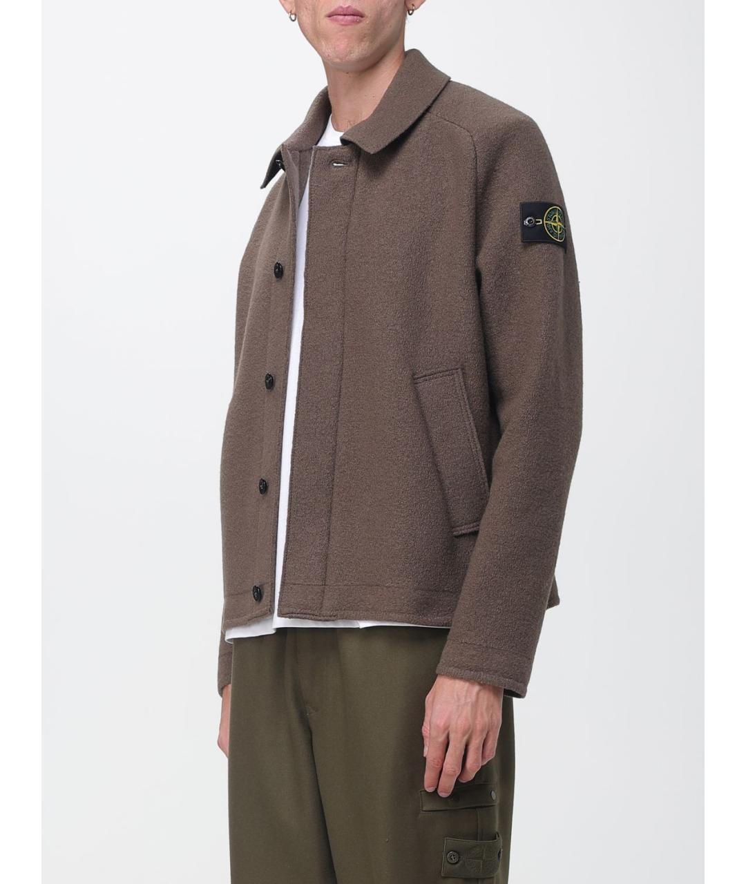 STONE ISLAND Коричневая шерстяная куртка, фото 3