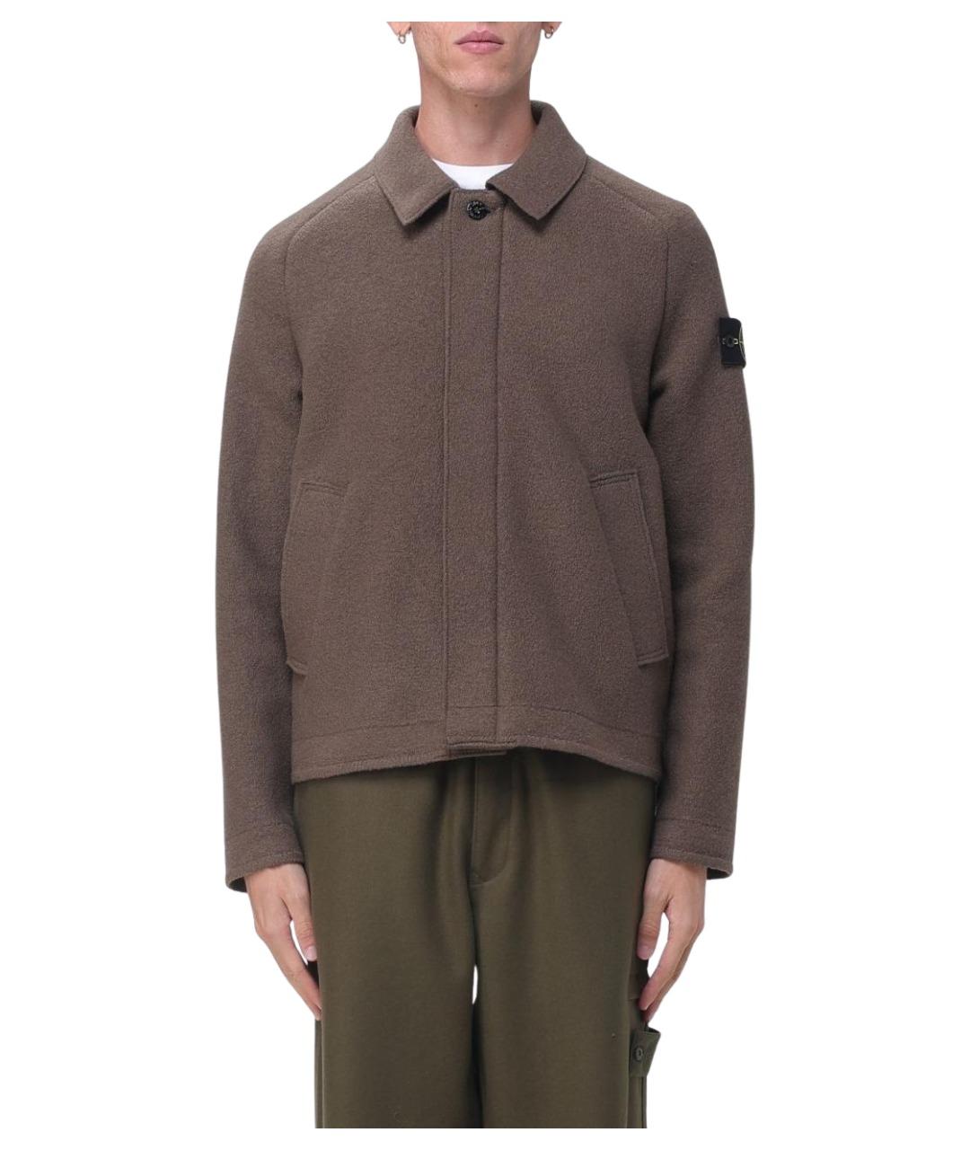 STONE ISLAND Коричневая шерстяная куртка, фото 1