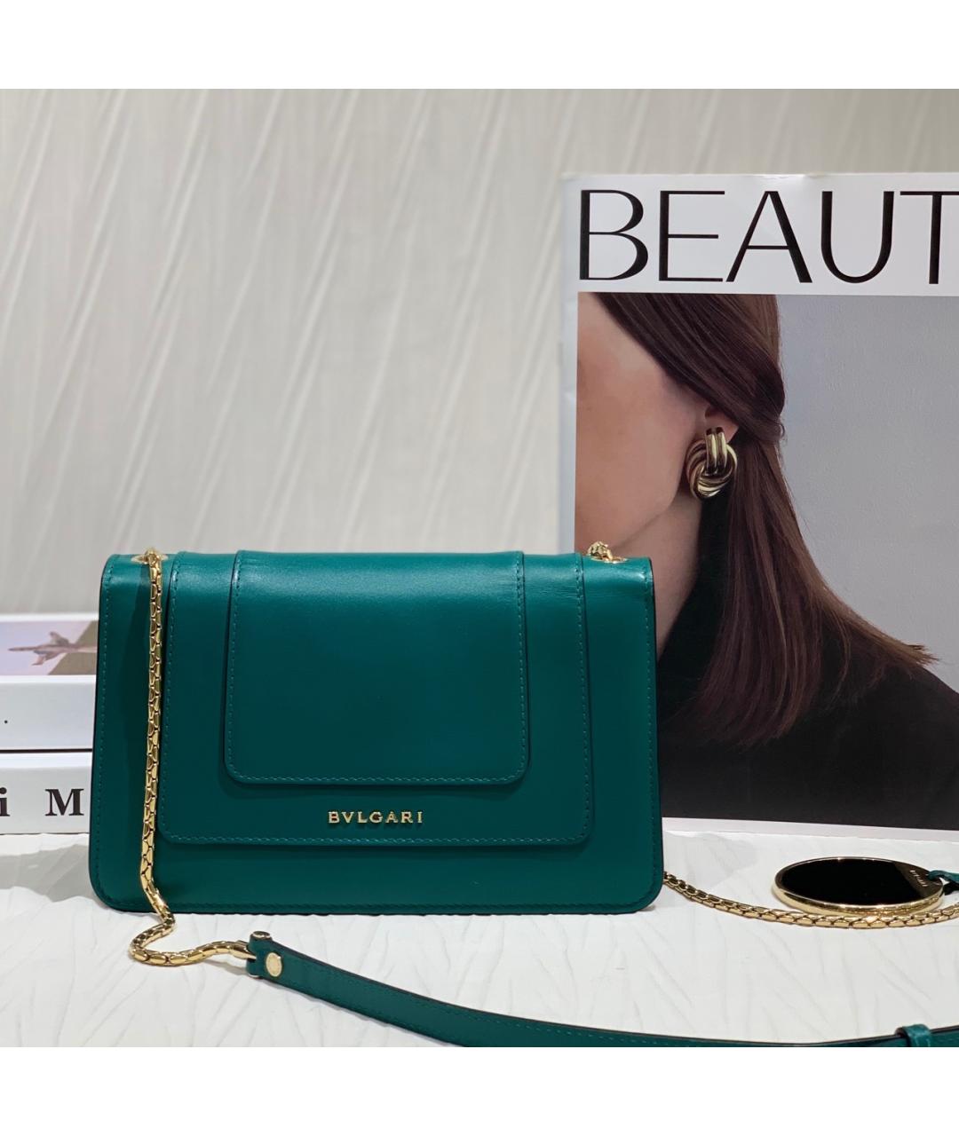 BVLGARI Зеленая кожаная сумка через плечо, фото 4