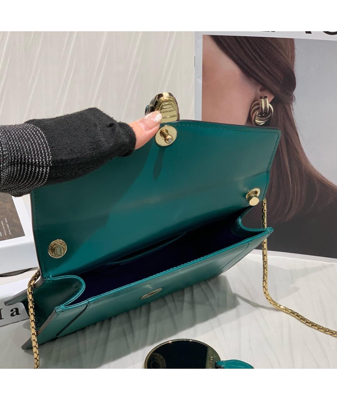 BVLGARI Зеленая кожаная сумка через плечо, фото 6