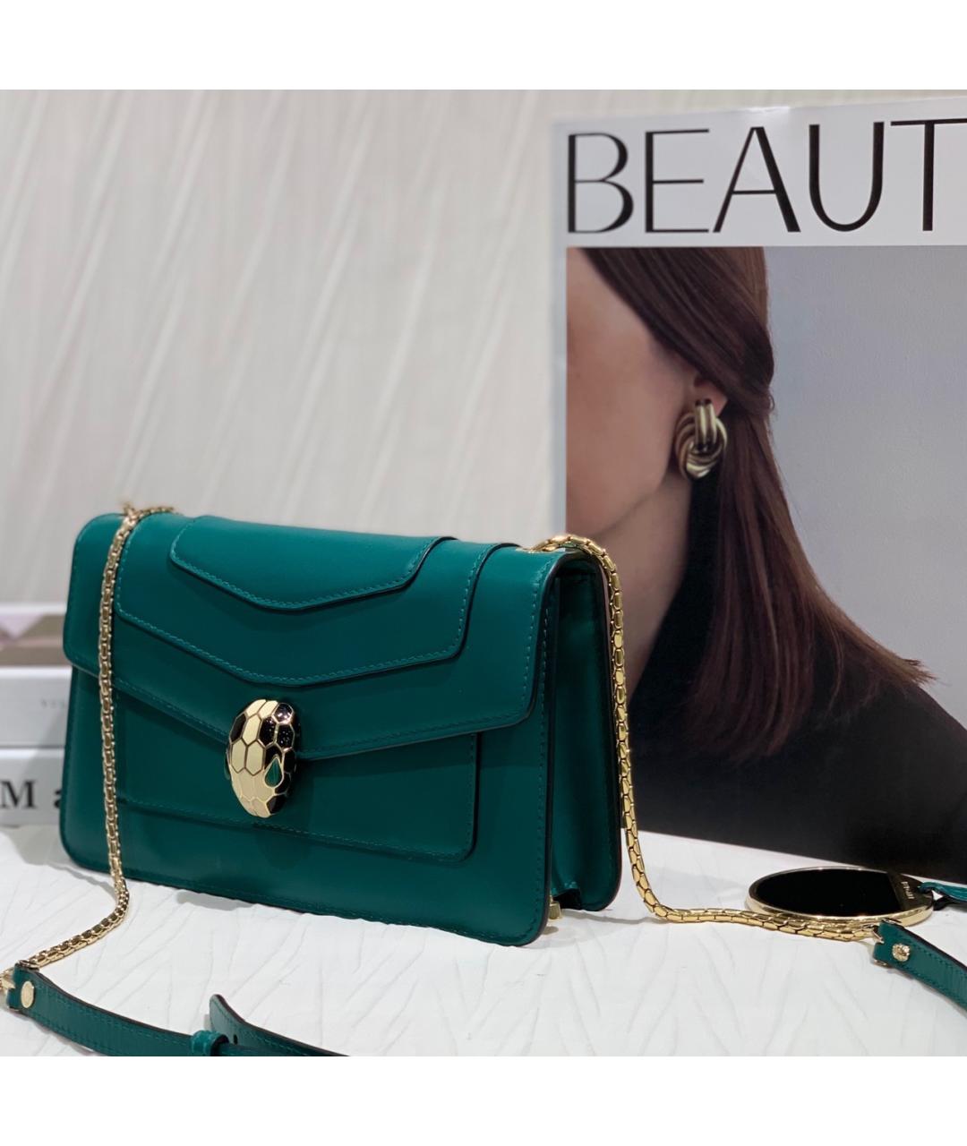 BVLGARI Зеленая кожаная сумка через плечо, фото 3