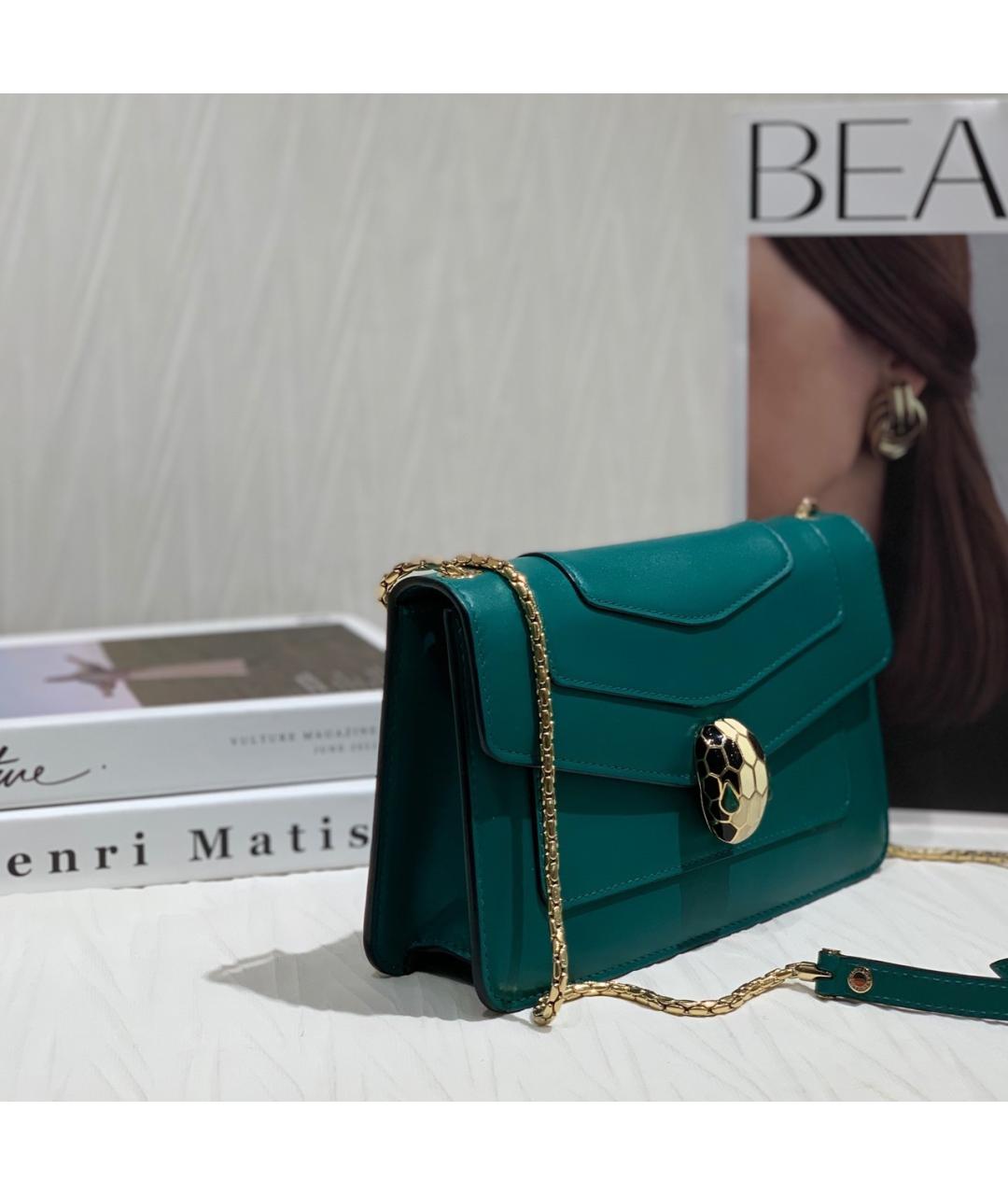 BVLGARI Зеленая кожаная сумка через плечо, фото 2
