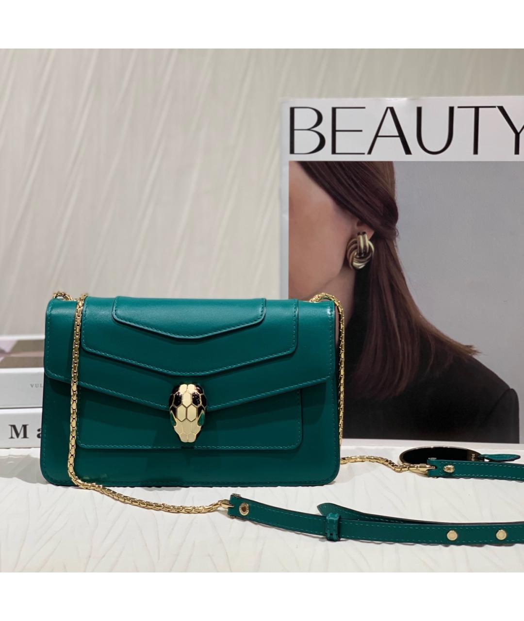 BVLGARI Зеленая кожаная сумка через плечо, фото 7