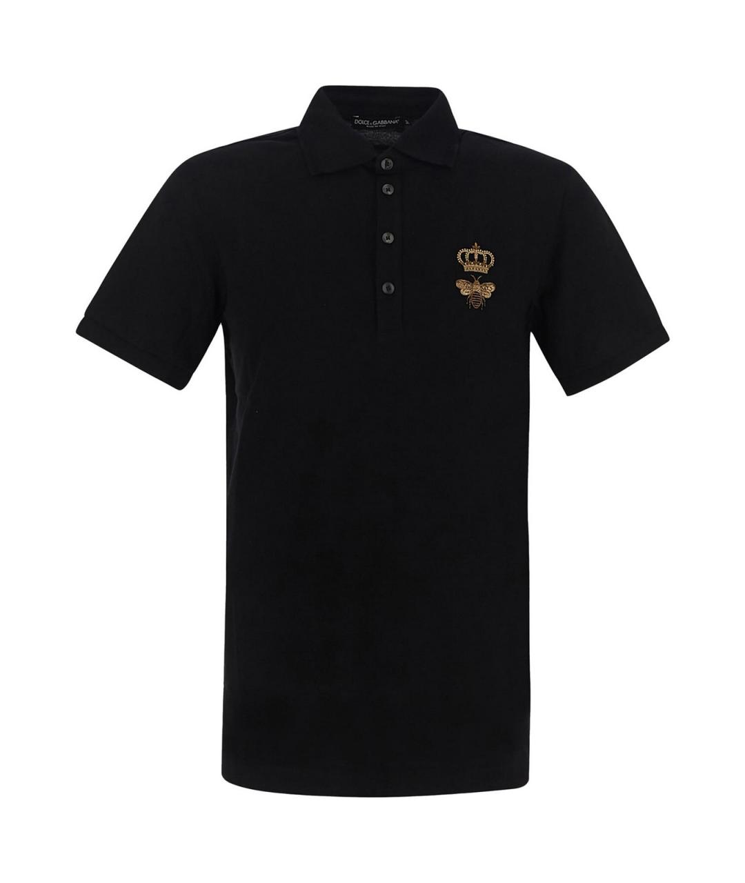 DOLCE&GABBANA Черное хлопковое поло с коротким рукавом, фото 1