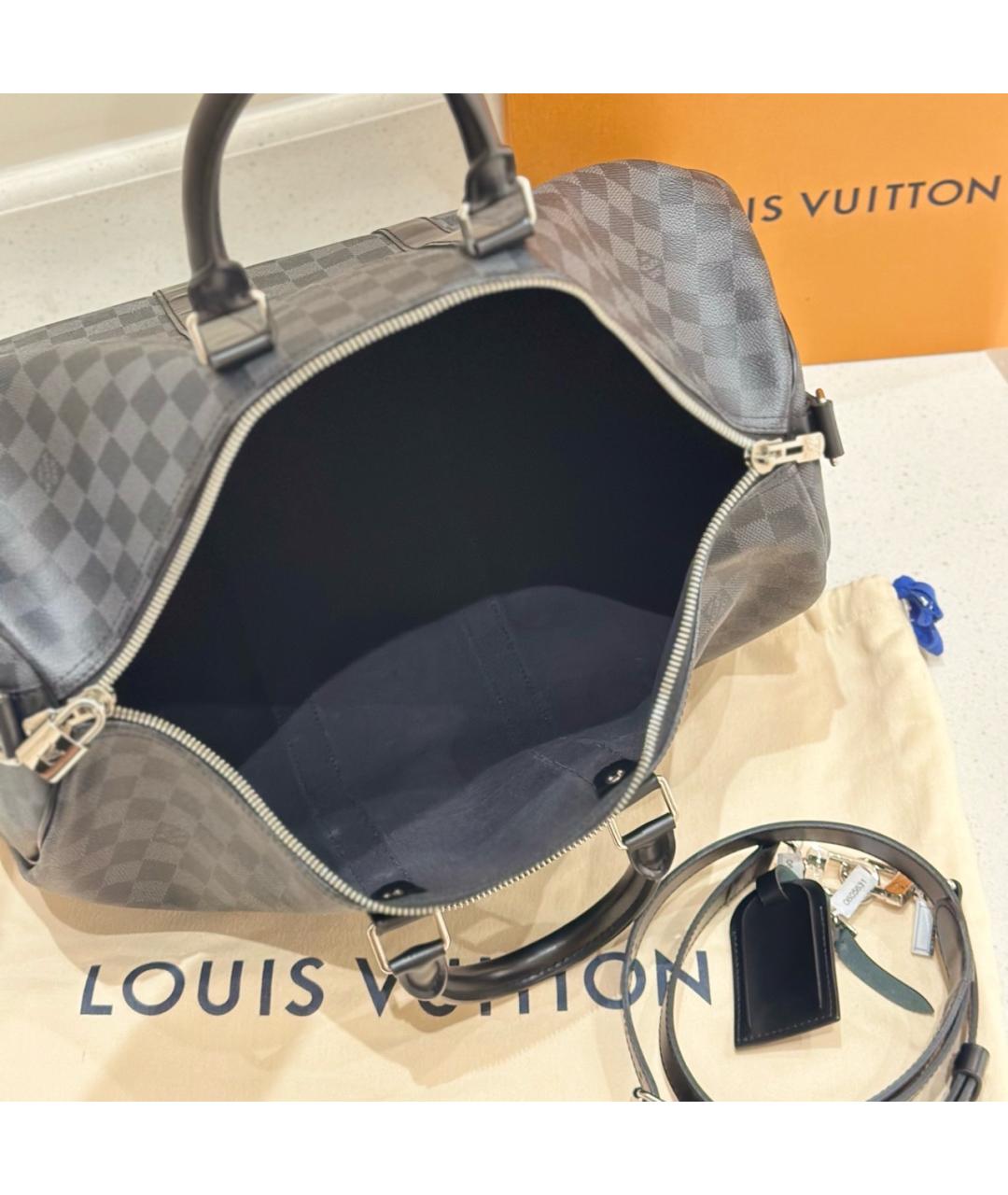 LOUIS VUITTON Черная дорожная/спортивная сумка из канвы, фото 6