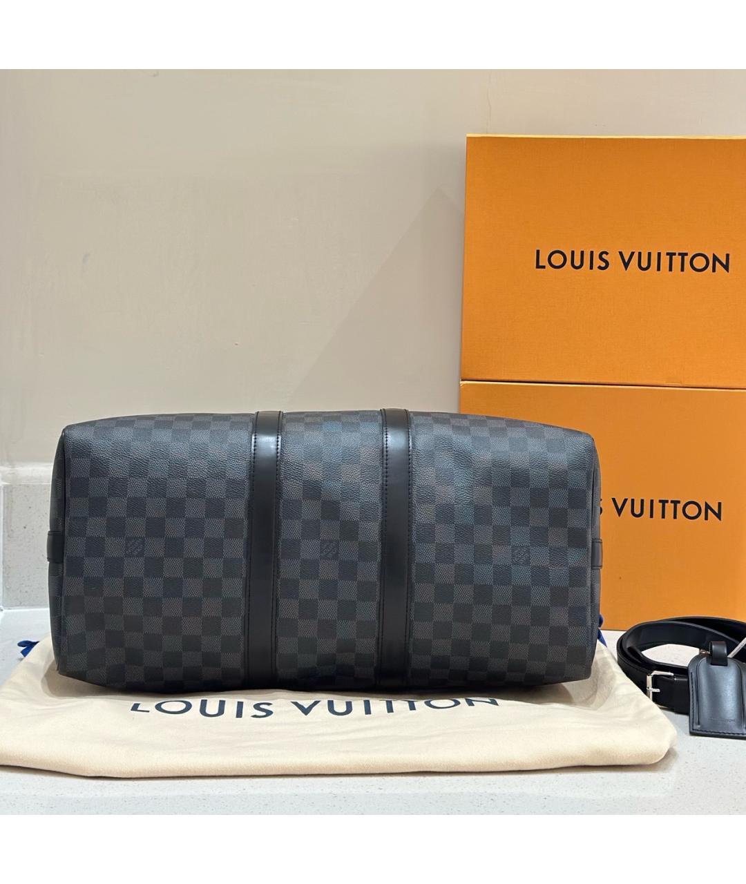 LOUIS VUITTON Черная дорожная/спортивная сумка из канвы, фото 5