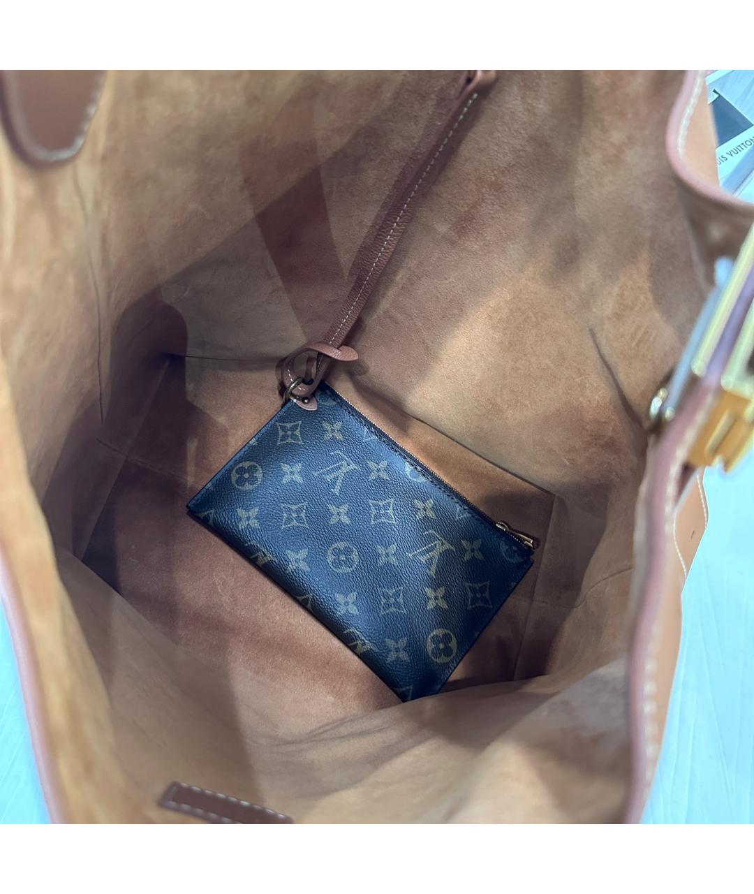 LOUIS VUITTON Коричневая кожаная сумка тоут, фото 5
