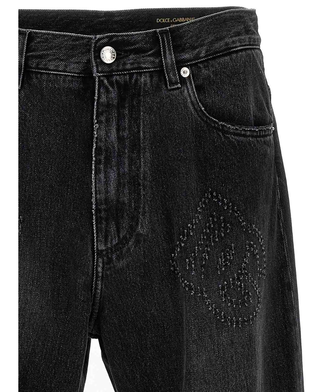 DOLCE&GABBANA Черные хлопковые прямые джинсы, фото 3