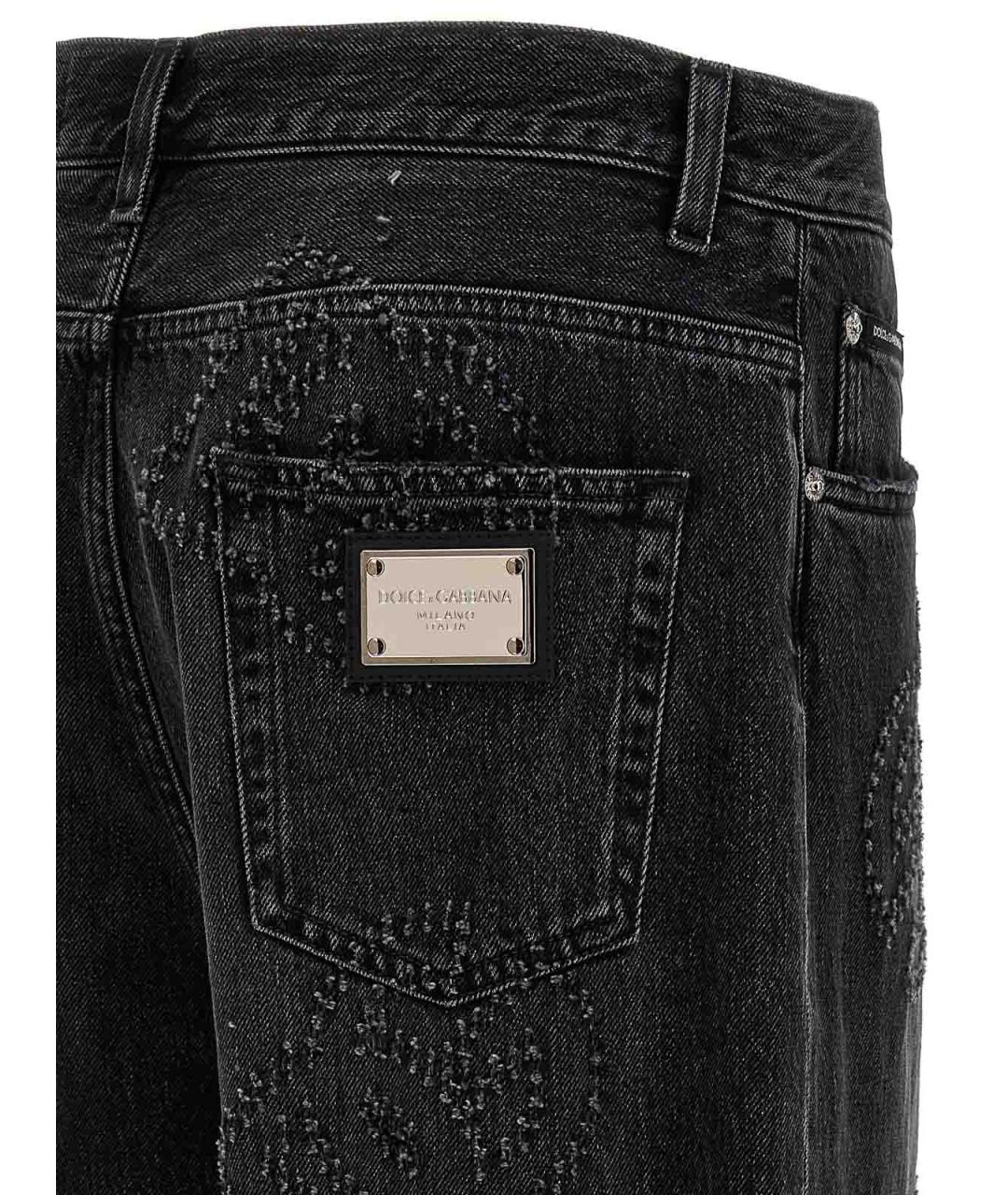 DOLCE&GABBANA Черные хлопковые прямые джинсы, фото 4