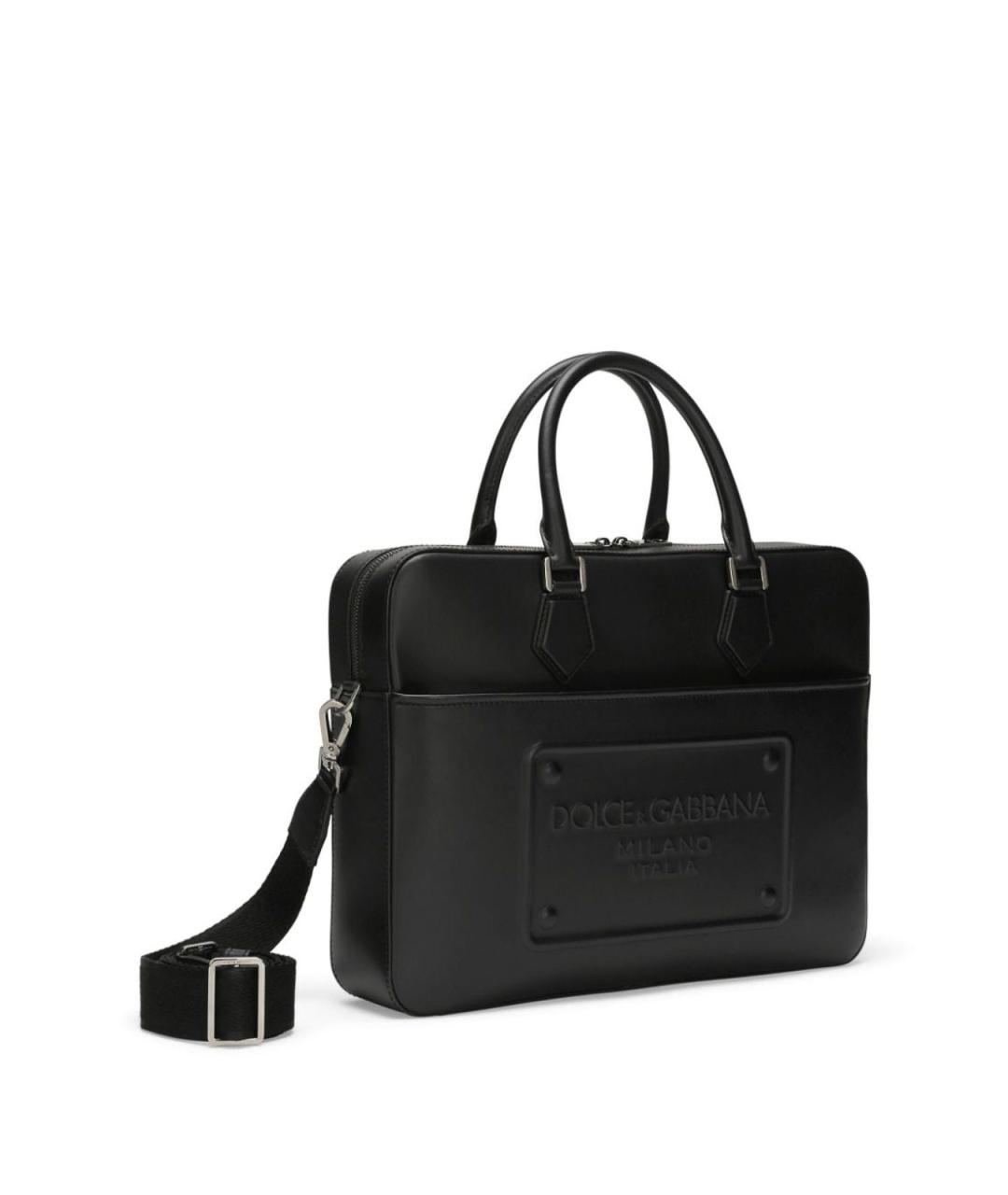 DOLCE&GABBANA Черный кожаный портфель, фото 3