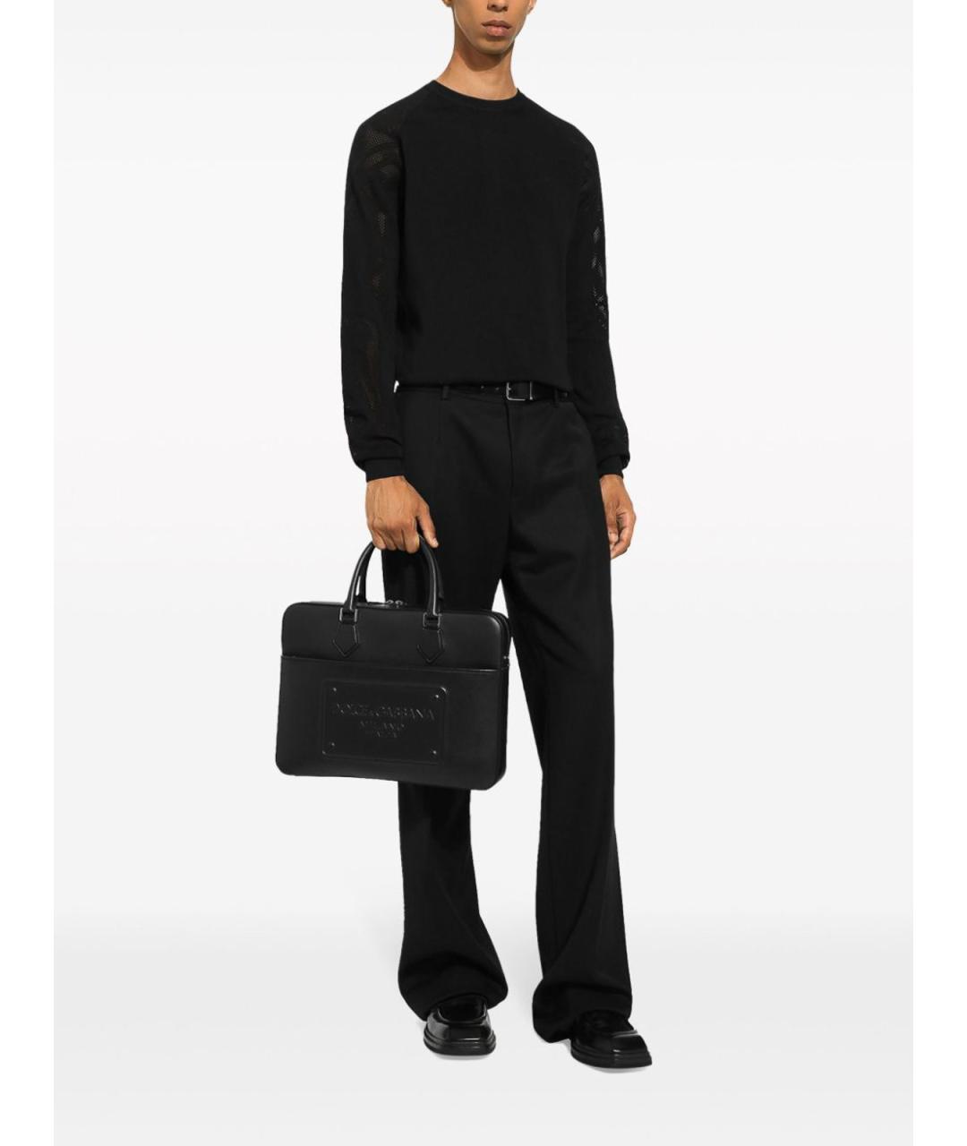 DOLCE&GABBANA Черный кожаный портфель, фото 2