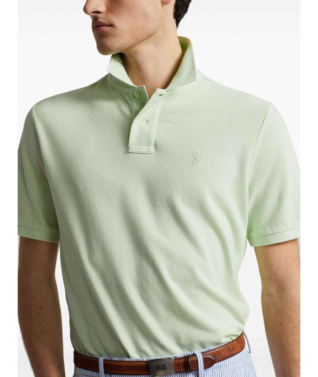 POLO RALPH LAUREN Зеленое хлопковое поло с коротким рукавом, фото 2