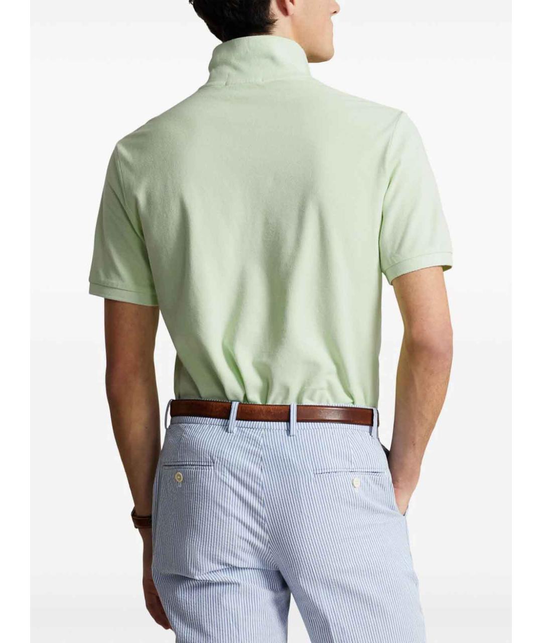 POLO RALPH LAUREN Зеленое хлопковое поло с коротким рукавом, фото 4
