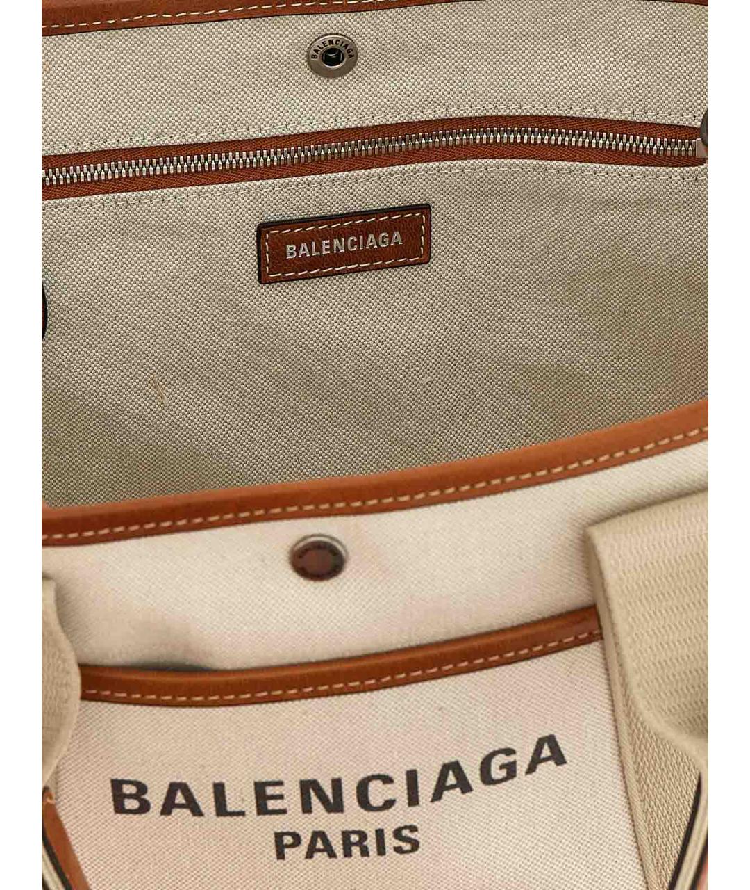 BALENCIAGA Бежевая сумка тоут из канвы, фото 4