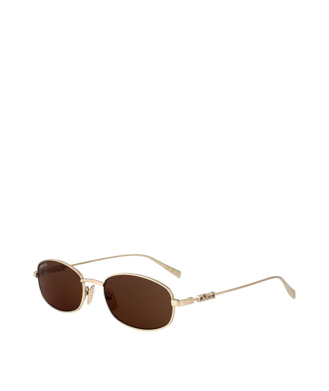 GUCCI Золотые металлические солнцезащитные очки, фото 2