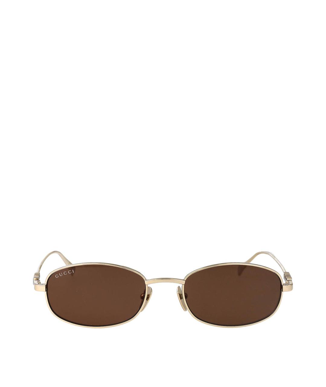 GUCCI Золотые металлические солнцезащитные очки, фото 1