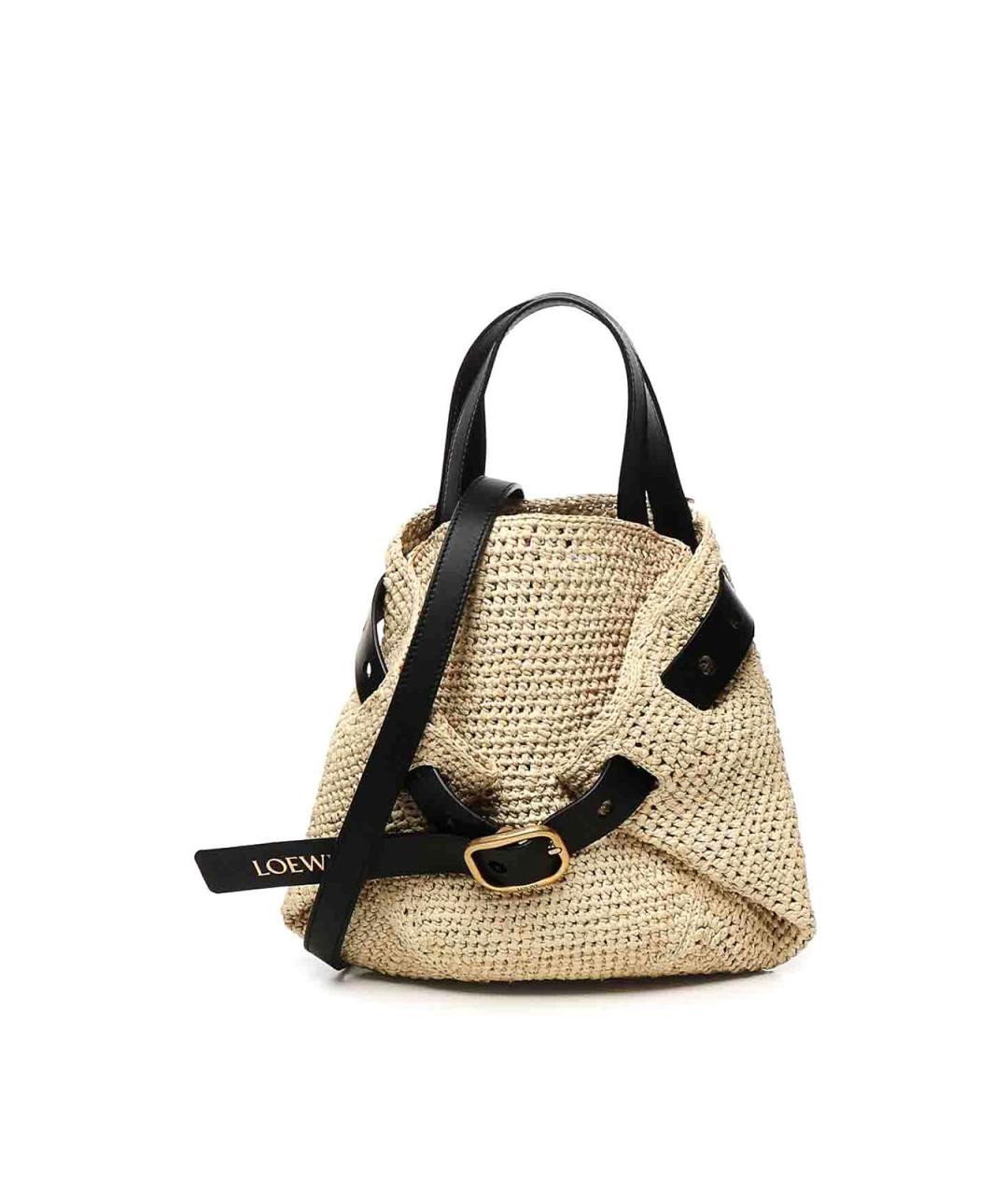 LOEWE Бежевая рафиевая сумка тоут, фото 1