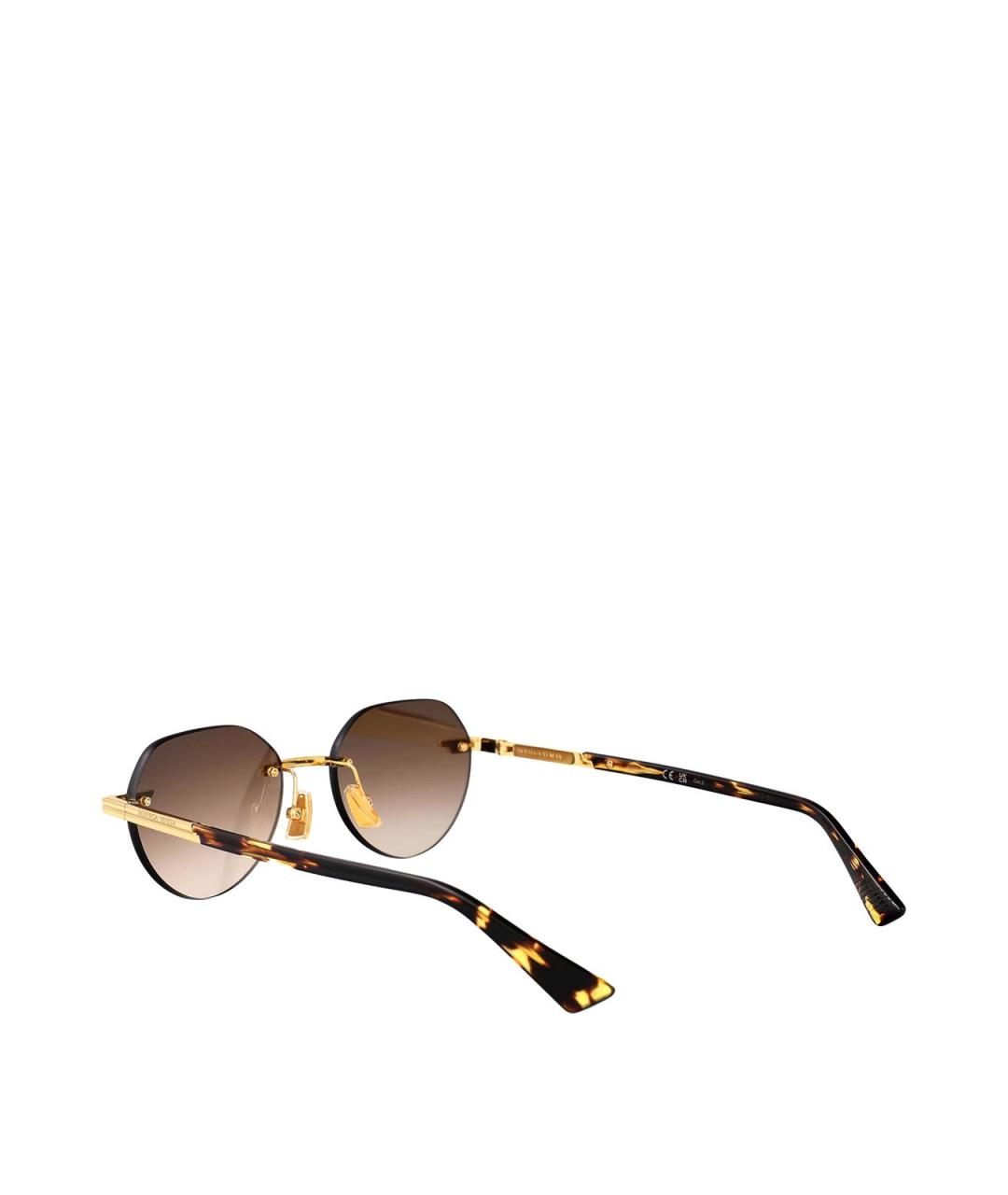BOTTEGA VENETA Золотые металлические солнцезащитные очки, фото 4