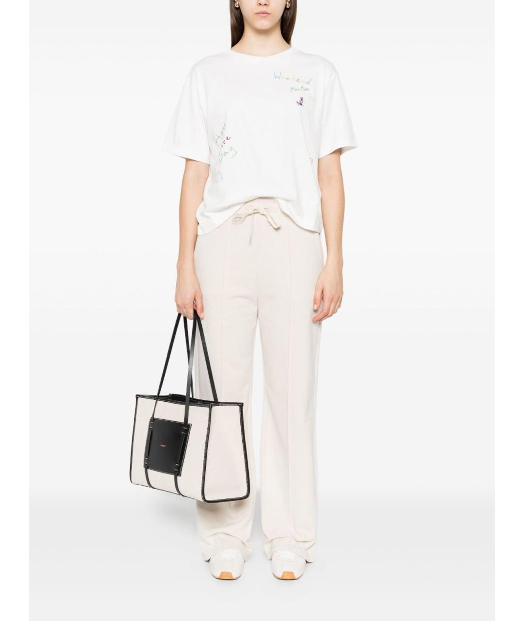 WEEKEND MAX MARA Белые хлопковые прямые брюки, фото 2