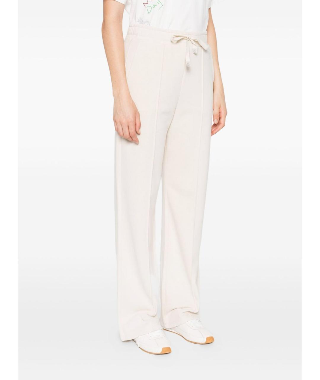 WEEKEND MAX MARA Белые хлопковые прямые брюки, фото 3